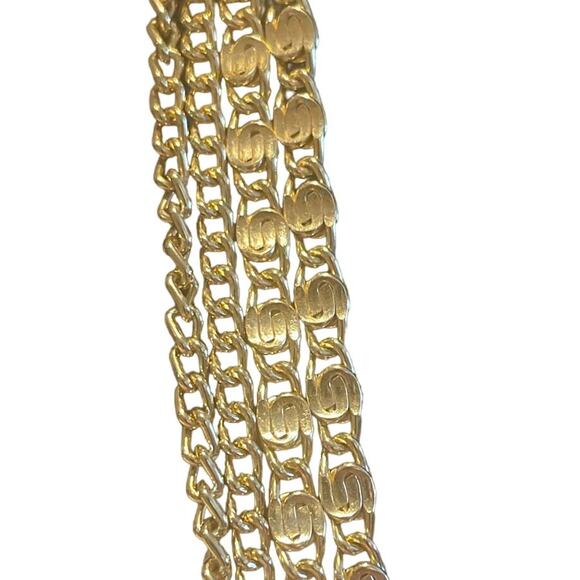 VTG Four Strand Necklace Chained Signed Sarah Coventry Geo Streetwear Gold Tone - Picture 3 of 4
